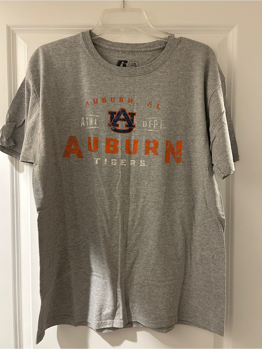 Russell Athletic Auburn Tigers Gray Tee with Orange & Blue Logo